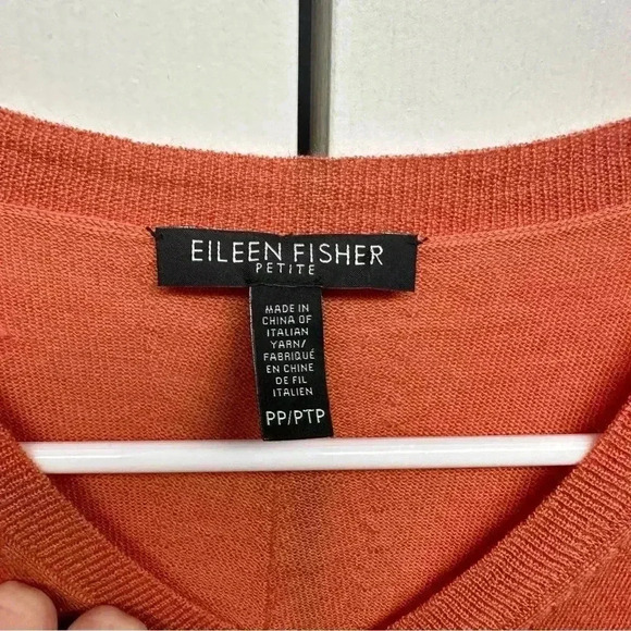 Eileen Fisher 100% Merino Wool Rust Orange Pocket Tunic Sweater PP/PTP or S/XS P - Picture 5 of 10